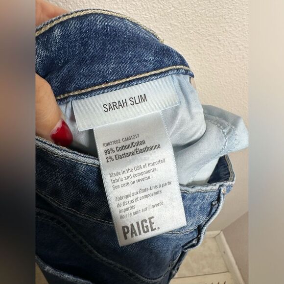 EUC PAIGE Sarah High Rise Slim Jeans - Briony Destructed - Picture 13 of 13